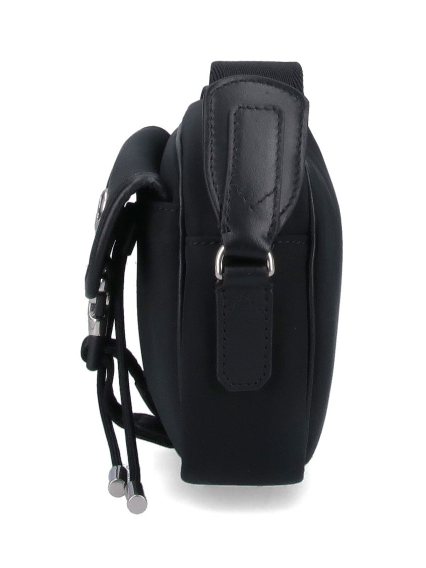 Moncler Black Crossbody Bag With Leather Accents And Adjustable Strap