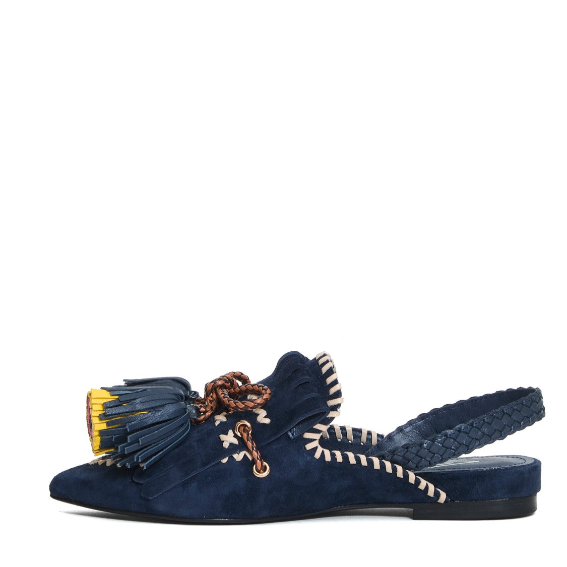 Elena Iachi Slingback Blue Suede Tassels