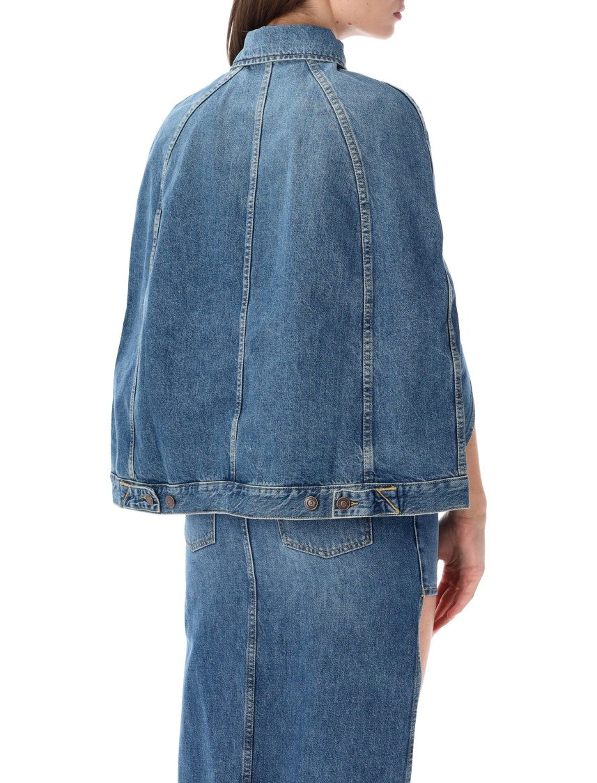 7 For All Mankind Cape Midtown Open-Side Denim Cape