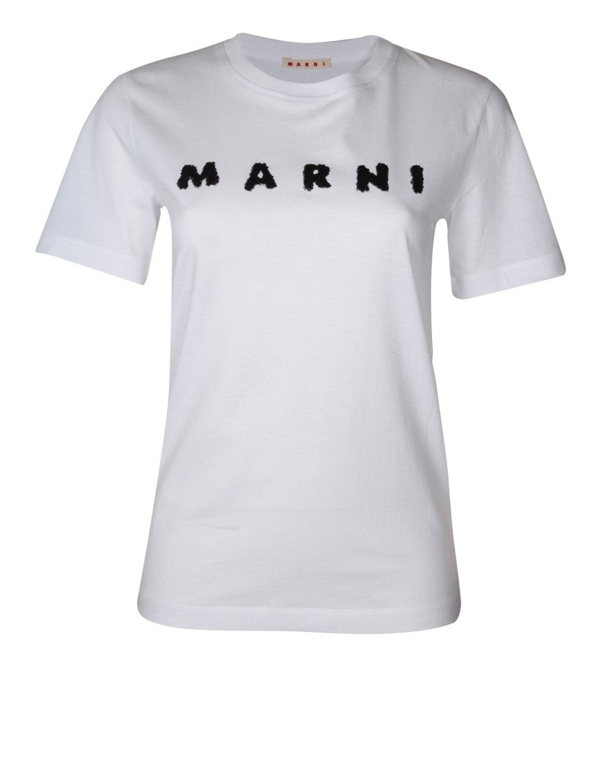 Marni Cotton T-Shirt With  Scribbled Logo