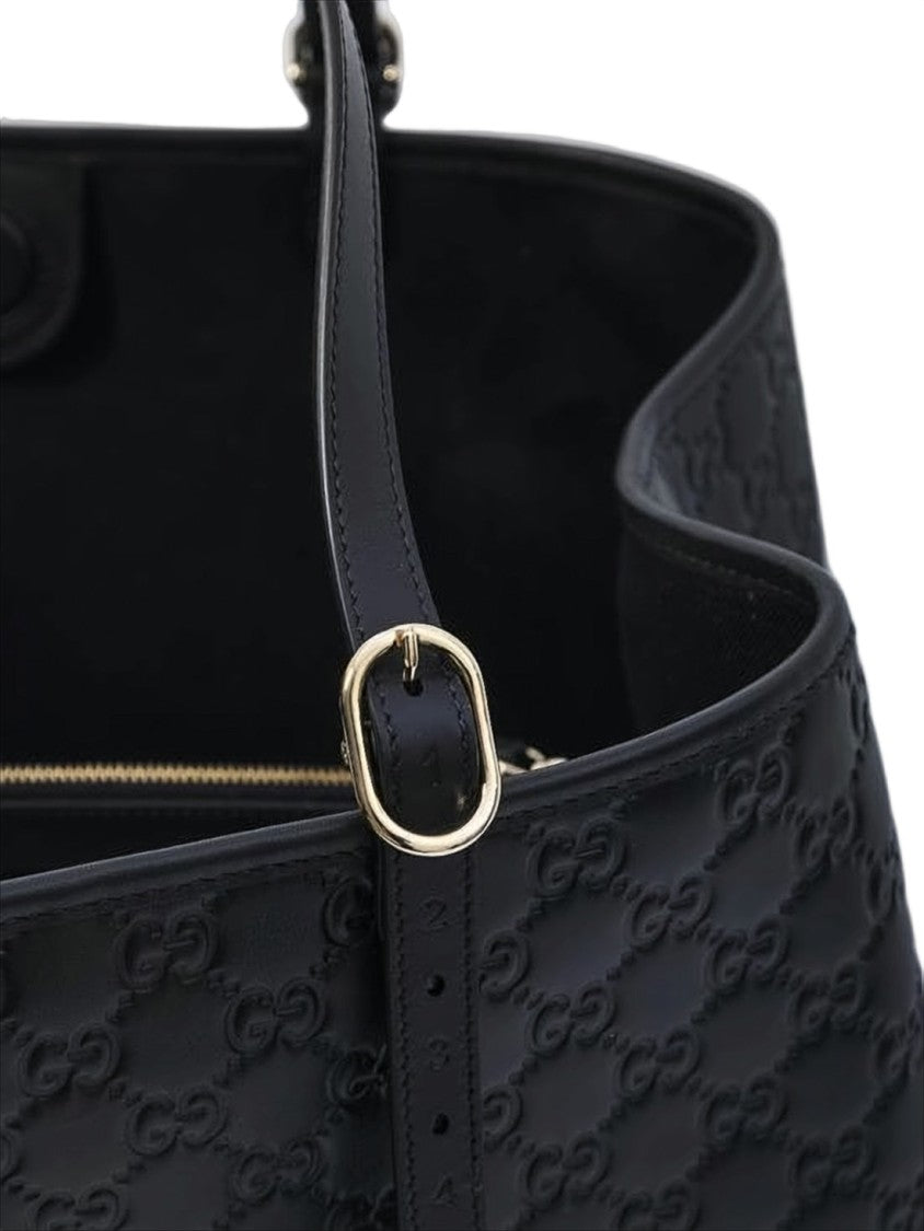 Gucci Embossed Leather Tote Bag With Adjustable Handles