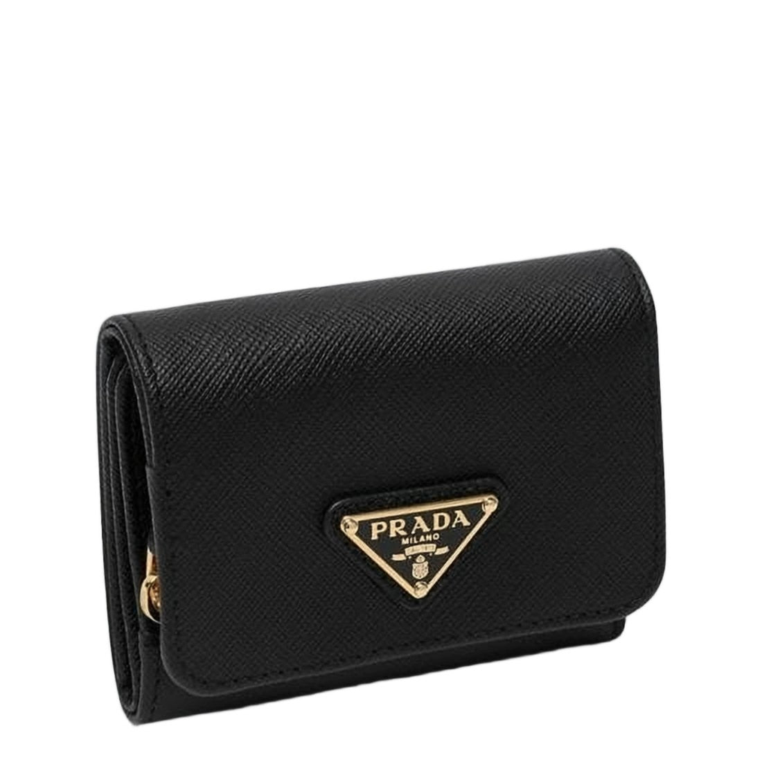 Prada Textured Leather Tri-Fold Card Wallet