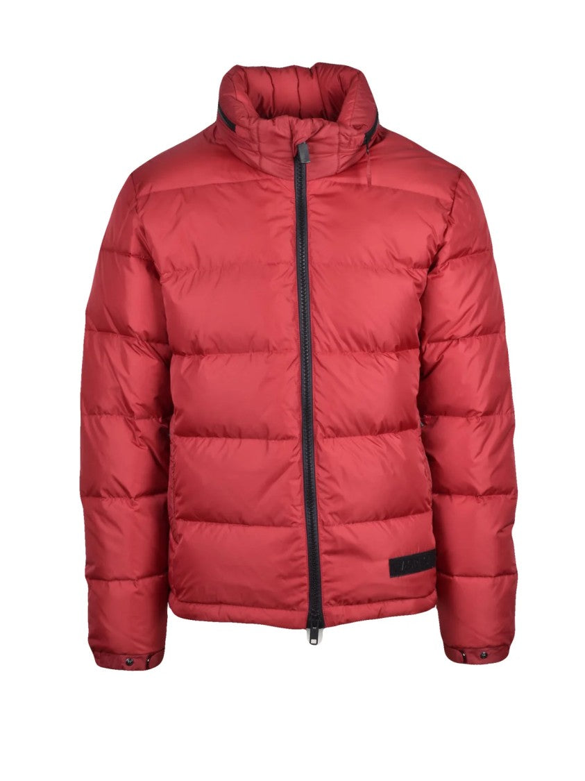 Aspesi Red Hidden Hood Quilted Polyamide Down Jacket