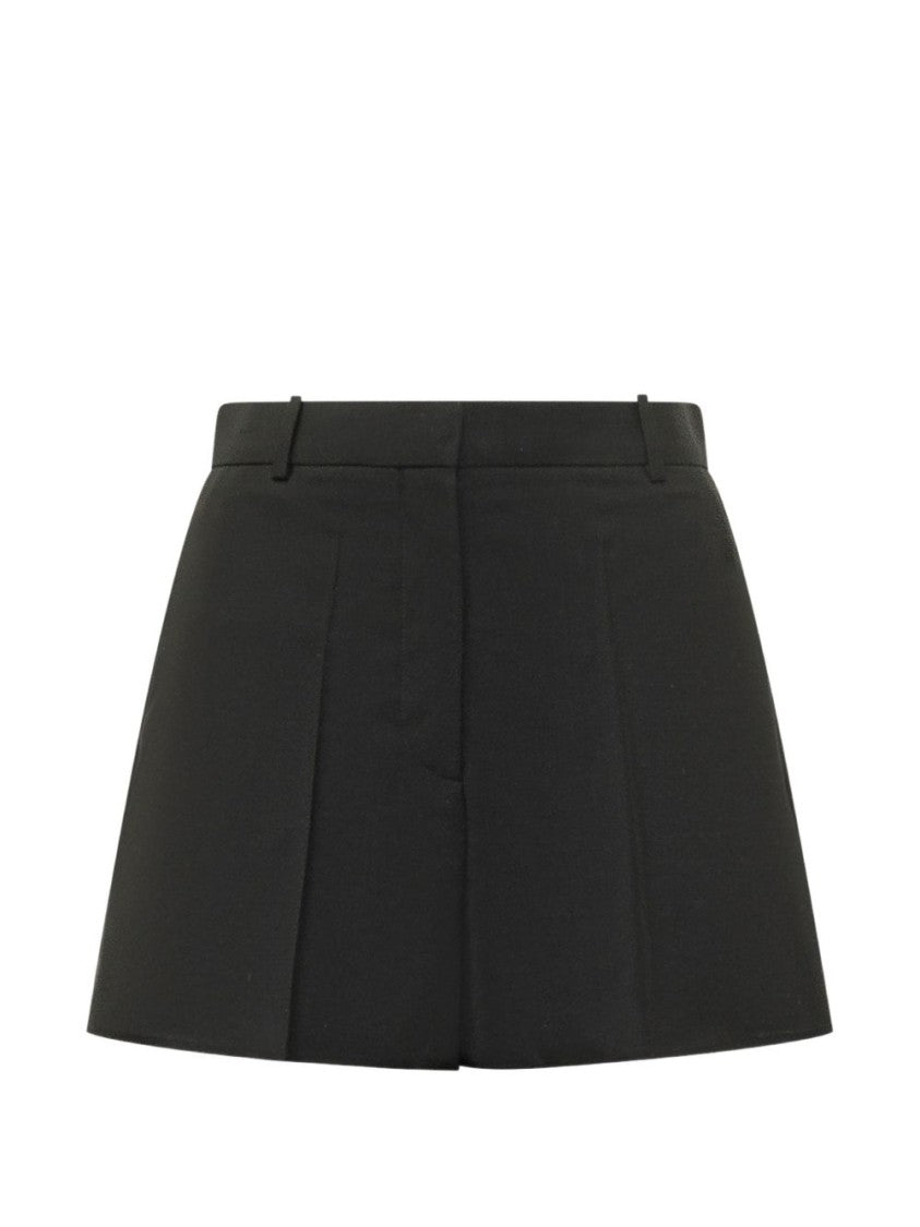 Givenchy Tailored Black Silk And Nylon Shorts With Structured Pleats