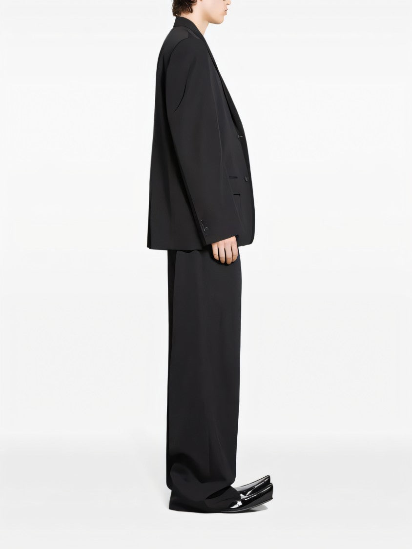 Balenciaga Black Wool Blazer With Single-Button Closure