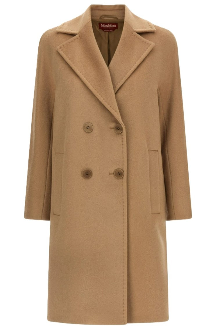 Max Mara Double-Breasted Virgin Wool Camel Coat