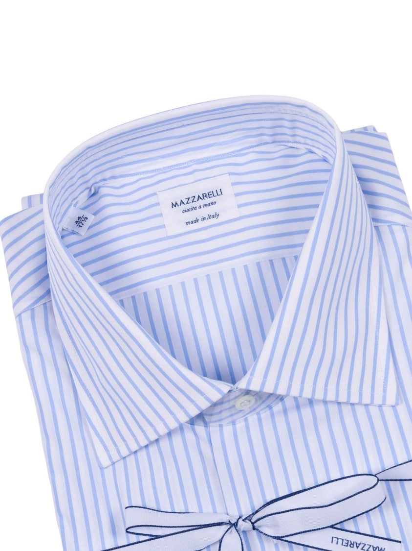 Mazzarelli Camicie Light Blue Striped Fit Shirt
