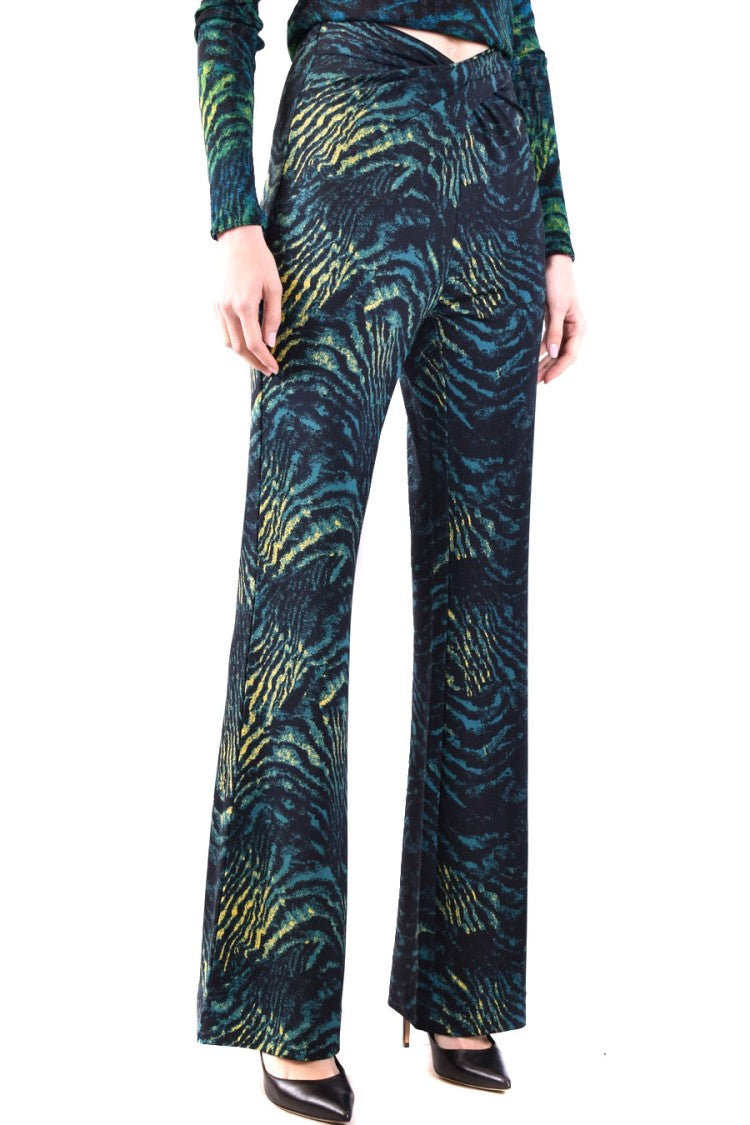 Diane Von Furstenberg High Waist Flared Bold Animal Trousers