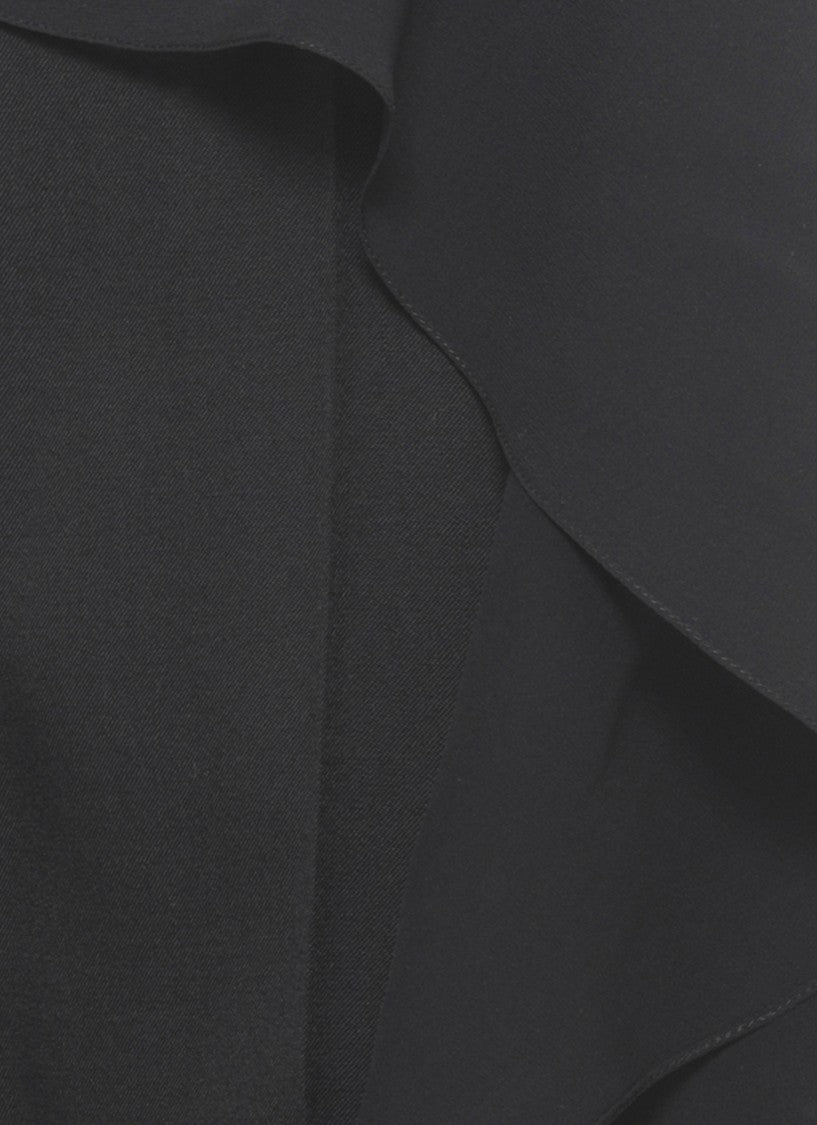 Lanvin Refined Black Wool Pants With Tulle Accents