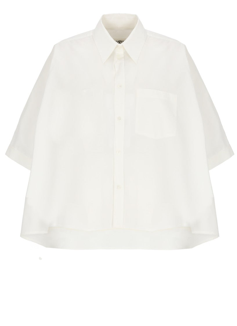 Mm6 By Maison Margiela White Cotton Wide-Sleeve Shirt