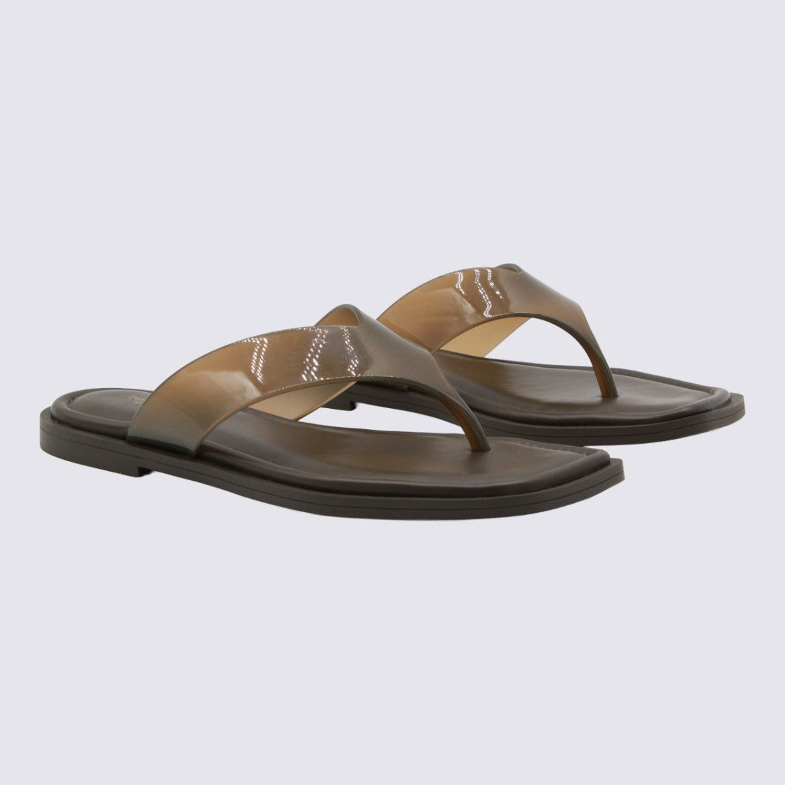 Rag & Bone Minimalist Flat Sandals With Square Toe And Glossy Strap