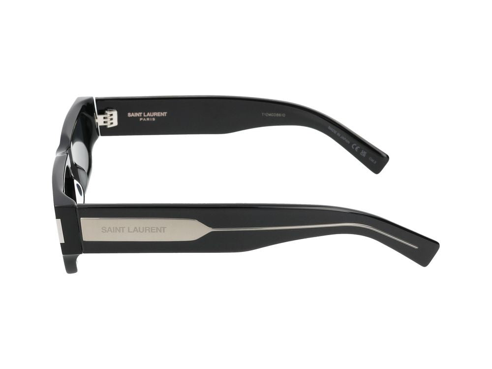 Saint Laurent Black Dark Tinted Rectangular Acetate Sunglasses