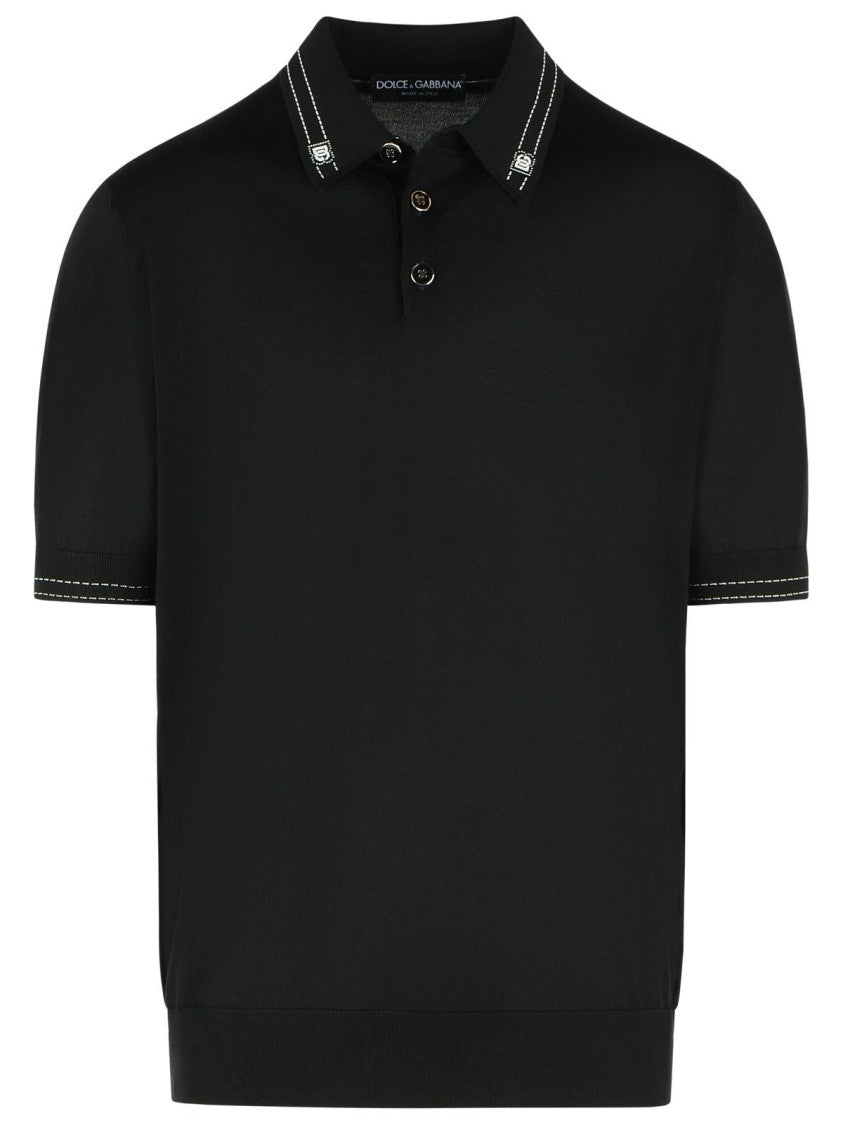 Dolce & Gabbana Black Silk Polo Shirt