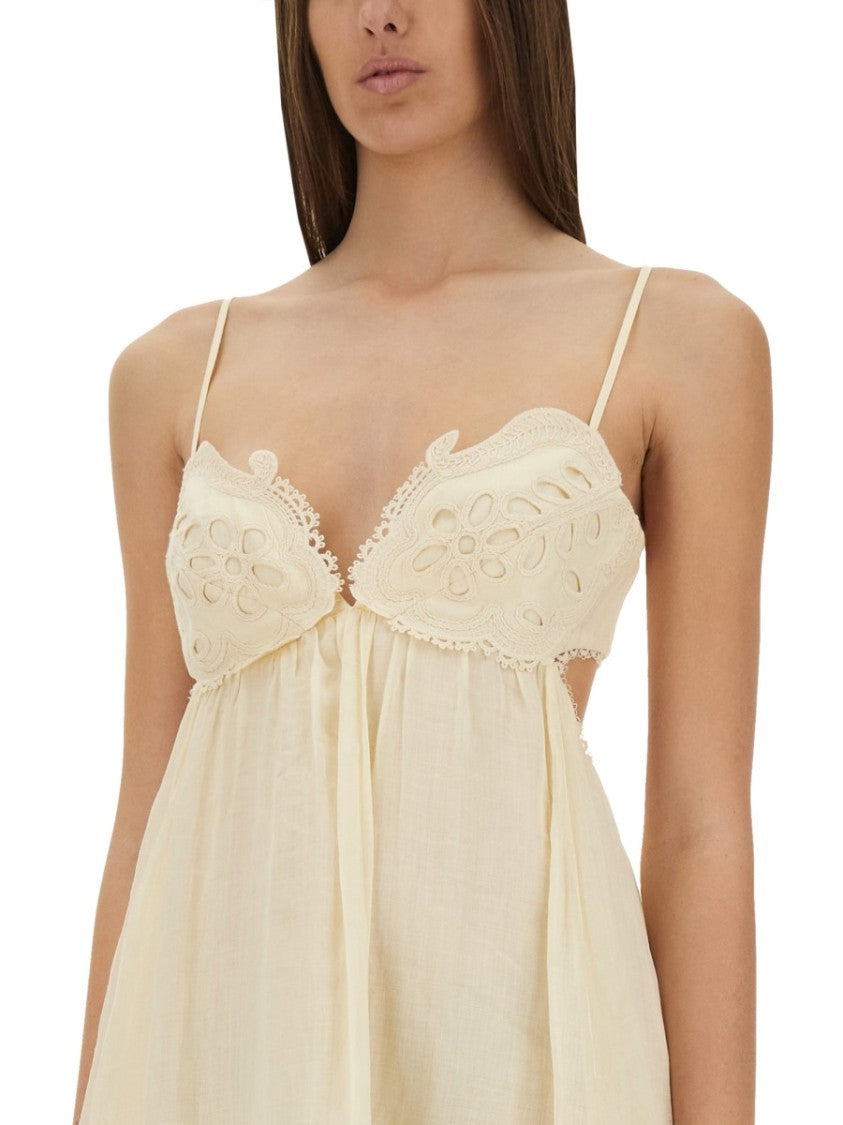 Zimmermann Coco Embroidered Linen Midi Dress