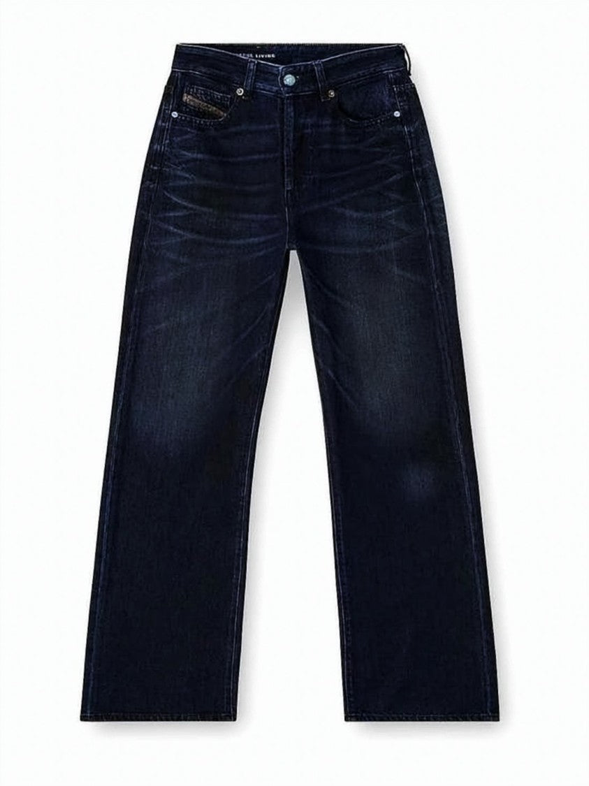 Diesel Wide-Leg Denim Pants With Mid-Rise Waist