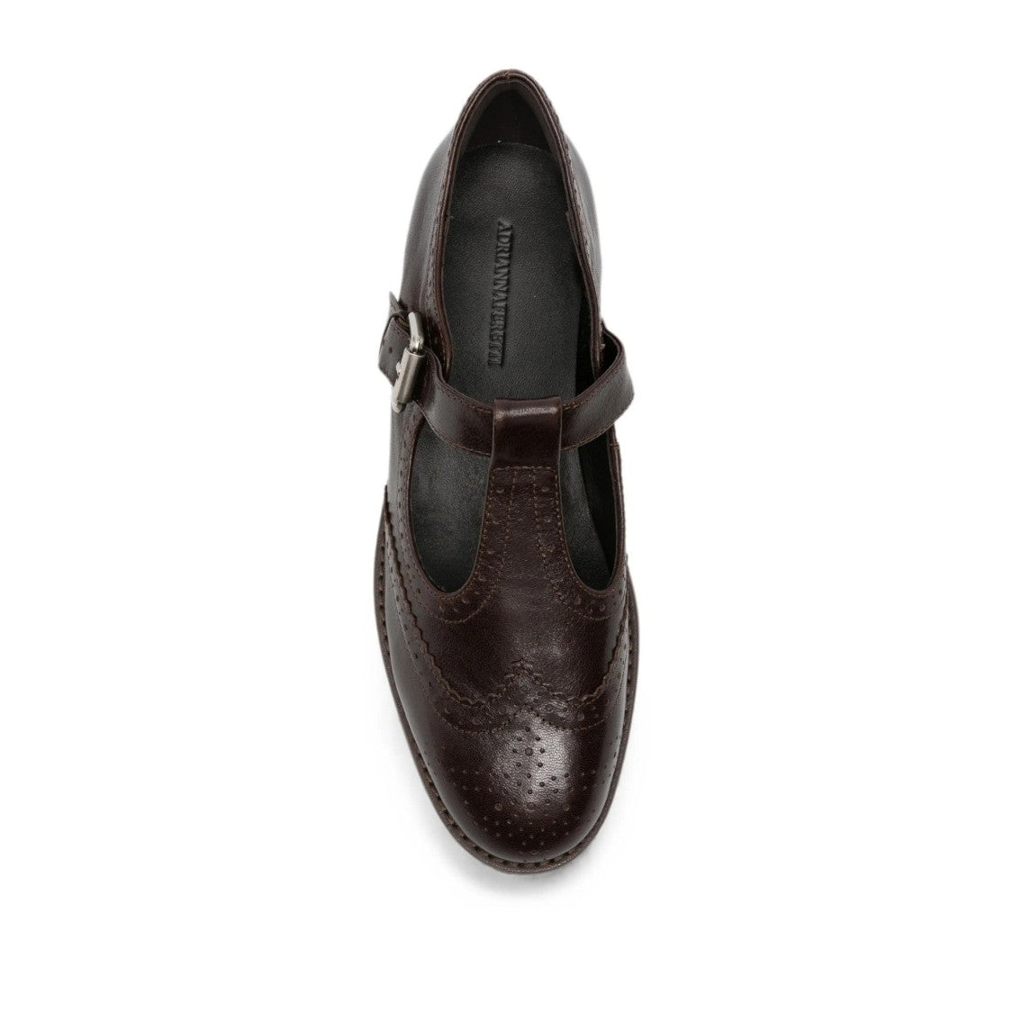 Adrianna Feretti Brown T-Strap Leather Loafers