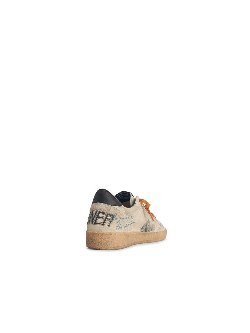 Golden Goose Ball-Star Sneakers With Grey Suede And Black Leather Details