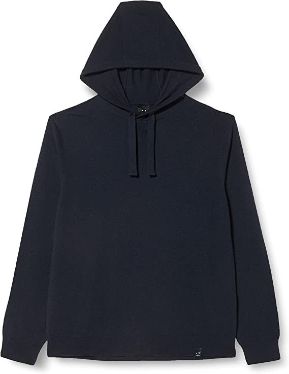 Armani Exchange Hooded Black Sweatshirt With Minimalist Charm