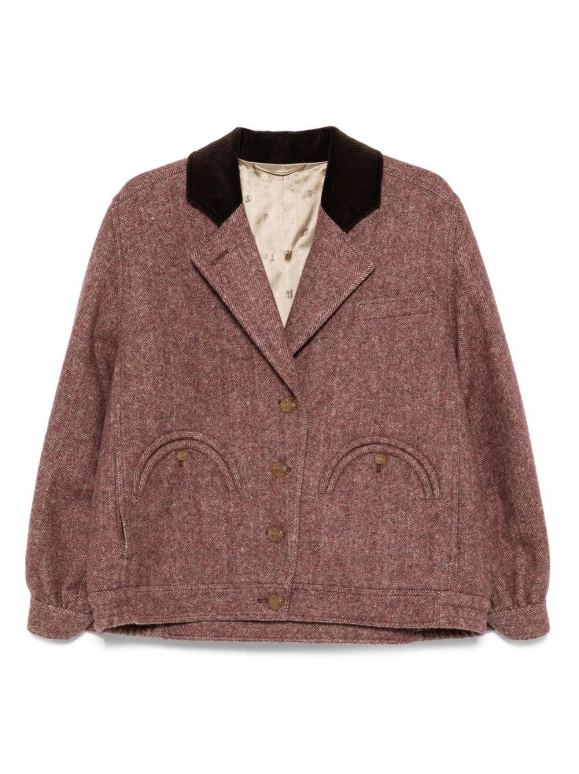 Blaze Tailored Pink Blazer With Textured Herringbone