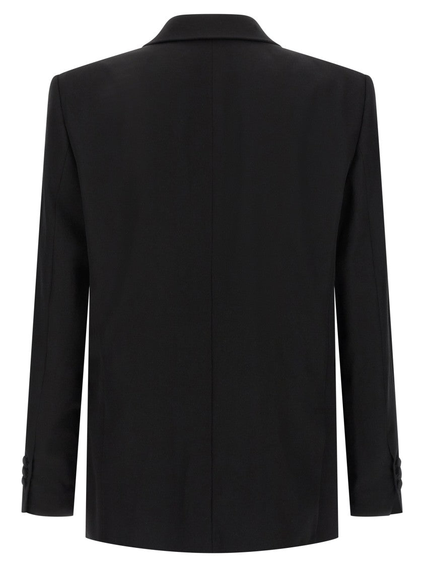 Balmain Single-Breasted Grain De Poudre Blazer With Crystal Embellishments