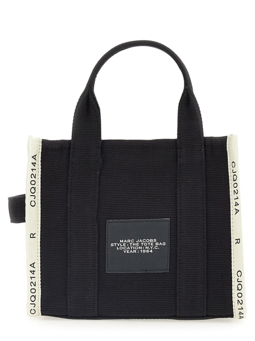 Marc Jacobs Black Cotton Blend Small Logo Tote Bag