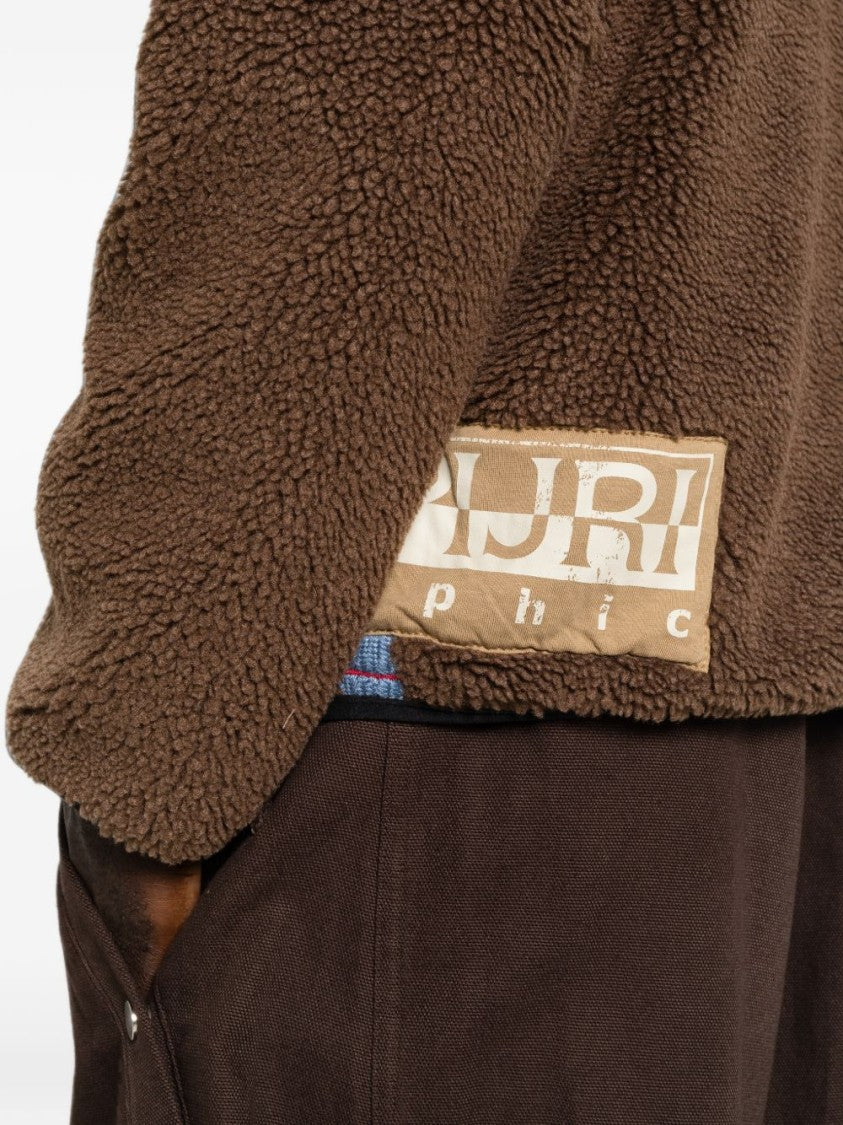Napapijri Textured Zip-Up Jacket With High Collar And Flag Patches