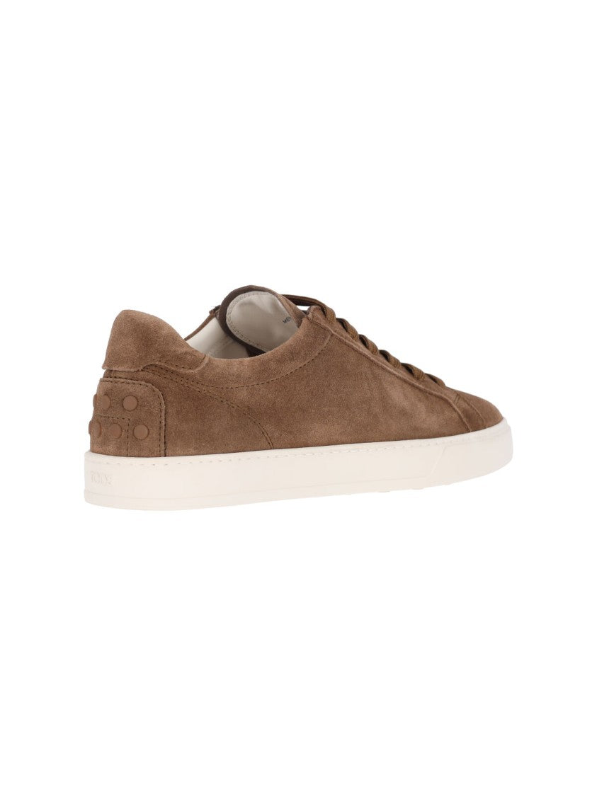 Tod's Brown Suede Sneakers With Rounded Toe