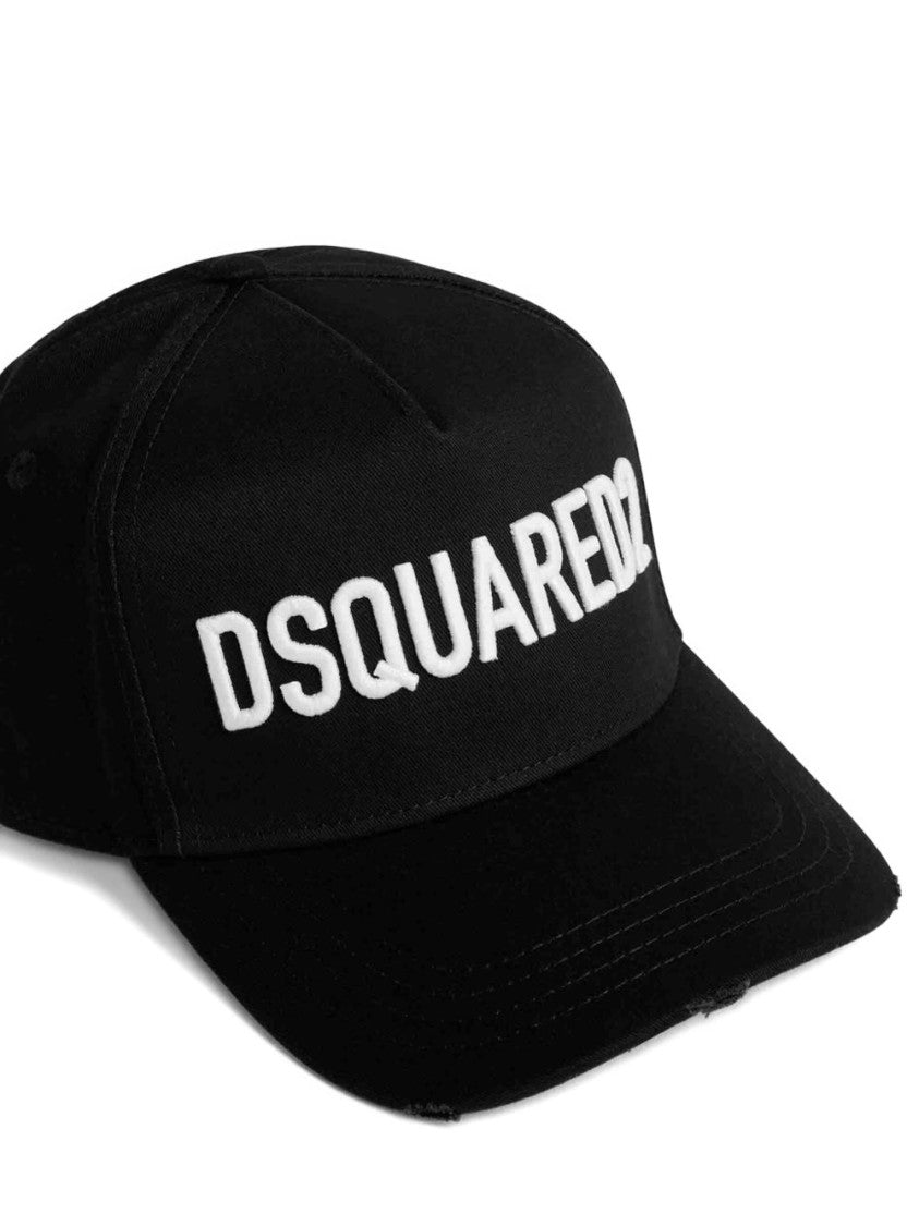 Dsquared2 Black Fabric-Covered Cap With Adjustable Strap And Embroidered Logo