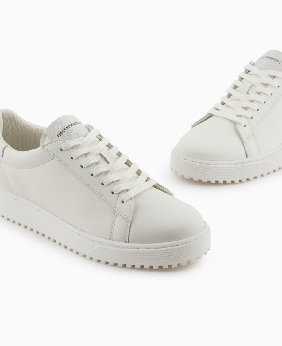 Emporio Armani Premium Leather Sneakers With Signature Logo