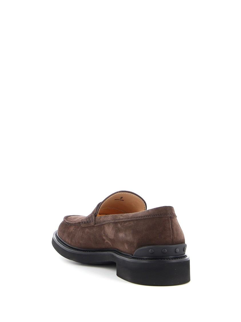 Tod's Brown Suede Moccasin With Strap Detail