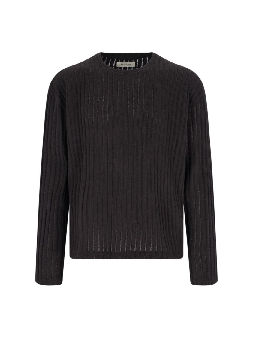 Mfpen Classic Knit Brown Sweater With Ribbed Details