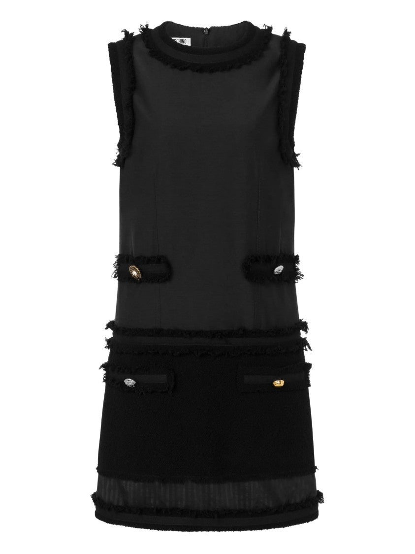 Moschino Sleeveless Mini Dress With Textured Boucle Trim