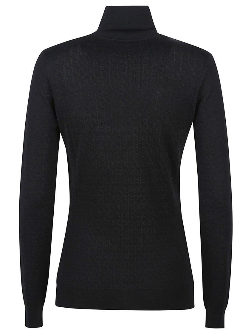 Elisabetta Franchi Tricot Viscose-Blend Fitted Turtleneck Sweater