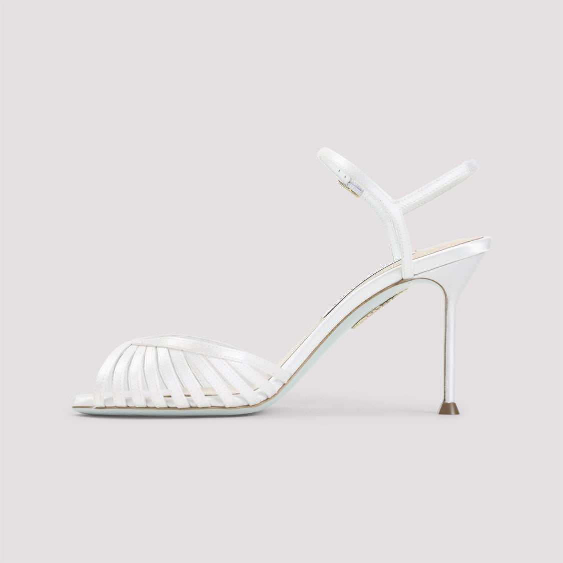 Aquazzura Elegant White Satin And Leather Sandals