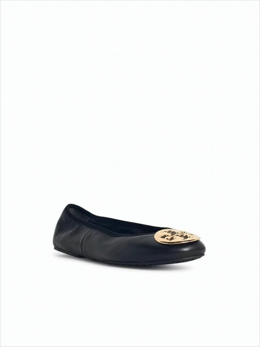 Tory Burch Nappa Leather Flat Shoes With Metallic Emblem