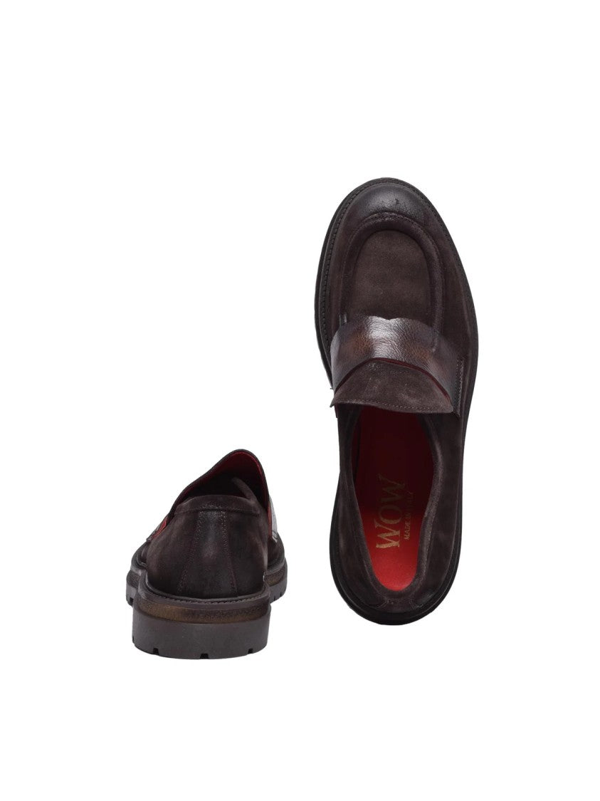Wow Made In Italy Brown Suede Leather Rubber Men's Loafer