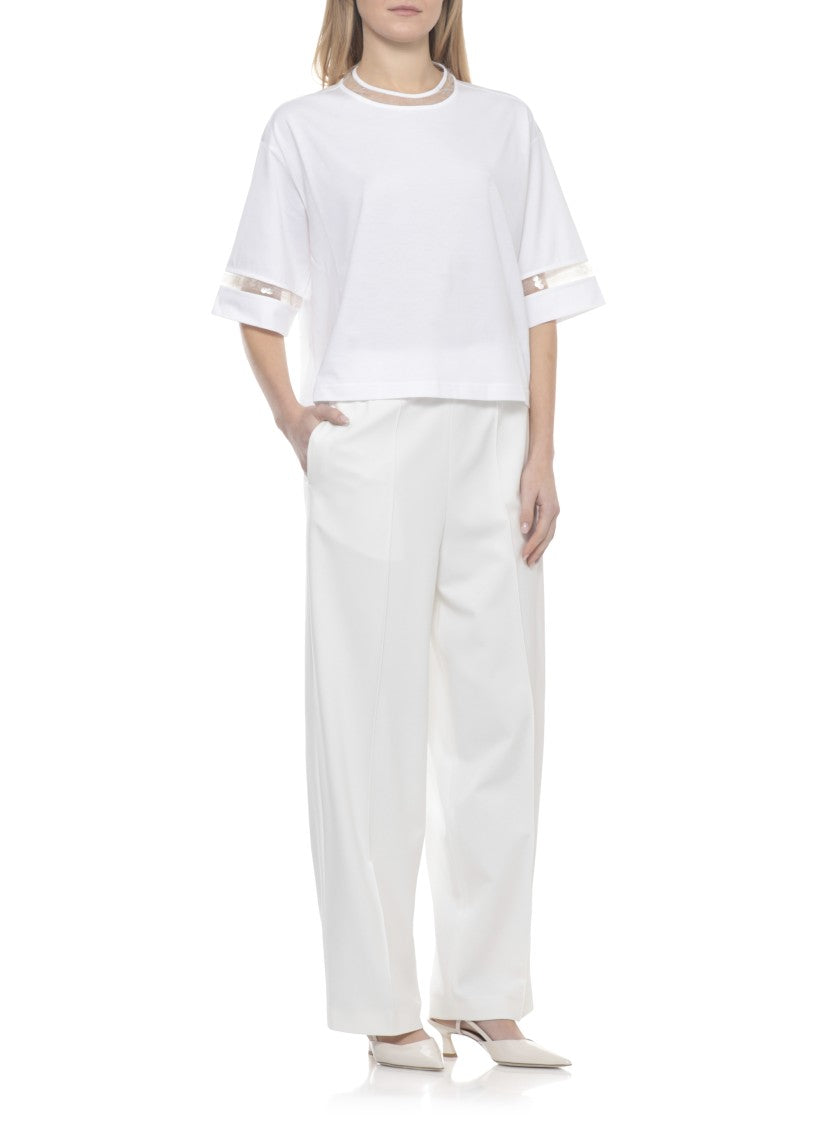 Fabiana Filippi White Sequin Cotton T-Shirt