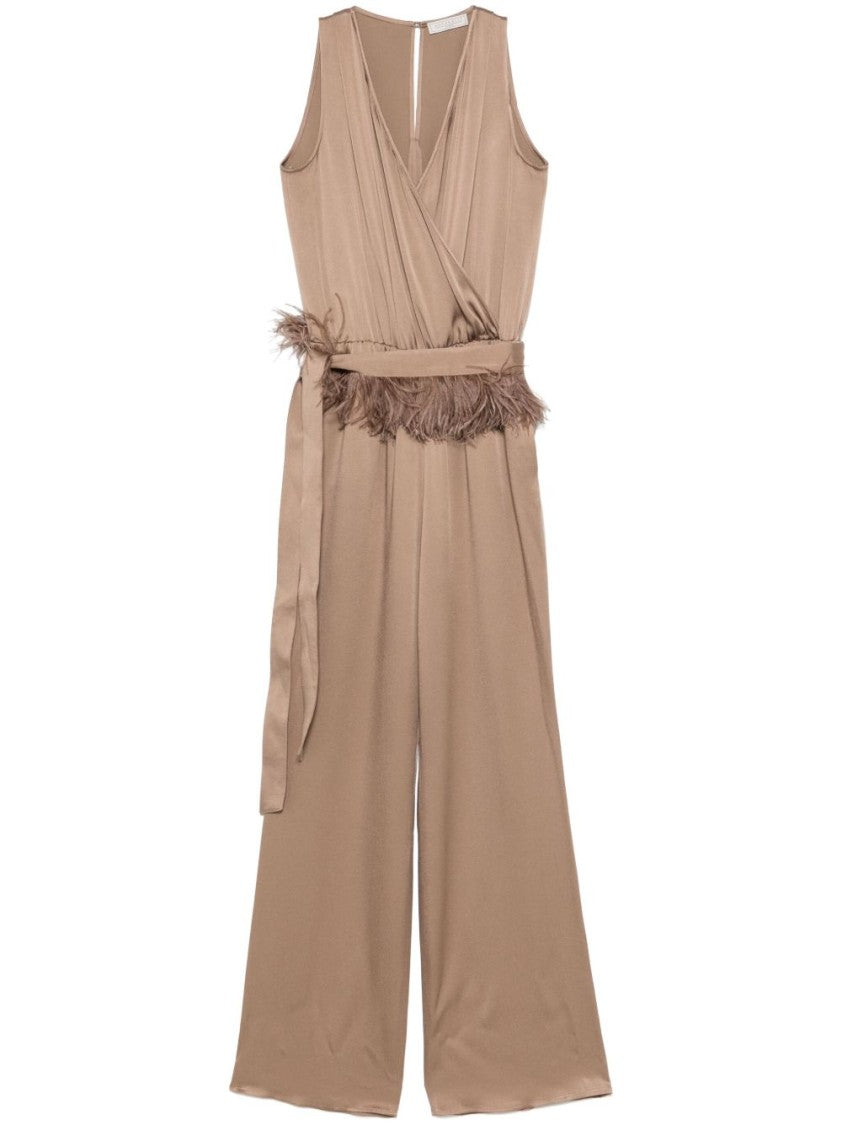 Antonelli Wrap Design Jumpsuit With Feather Details