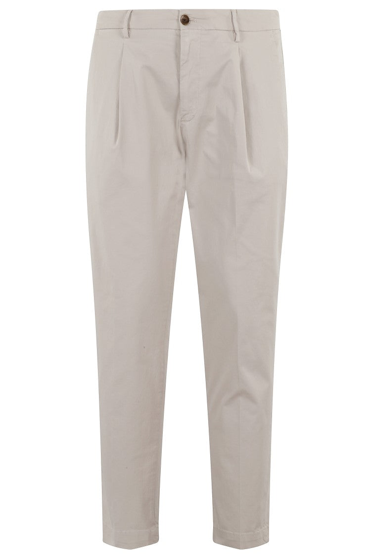 Briglia Tapered Cotton Stretch Pants With Pleats