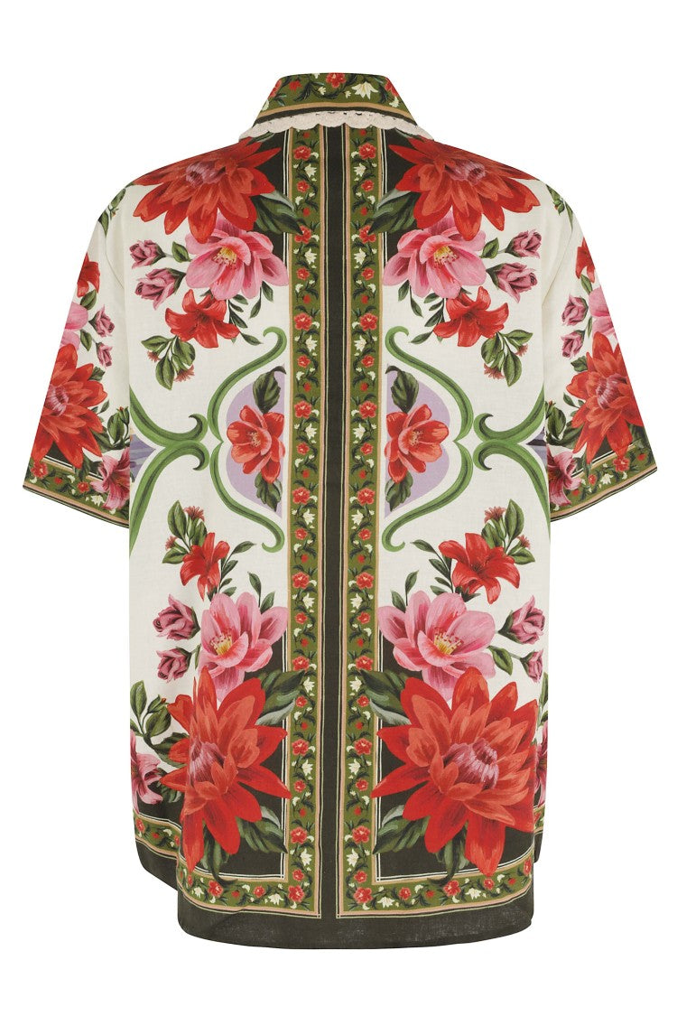 Farm Rio Multicolor Wonder Rio Sand Uni Printed Linen-Blend Shirt