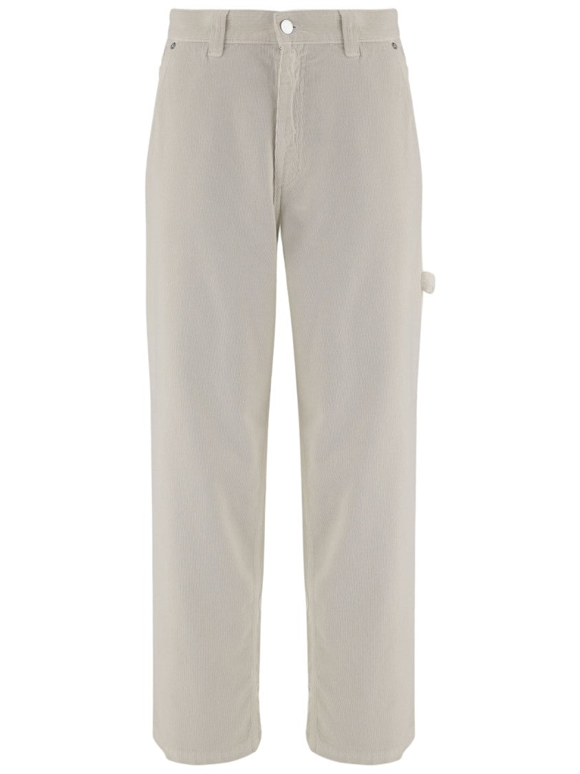 Haikure Ivory Ribbed Cotton Velvet Pants With Multi-Pocket Design