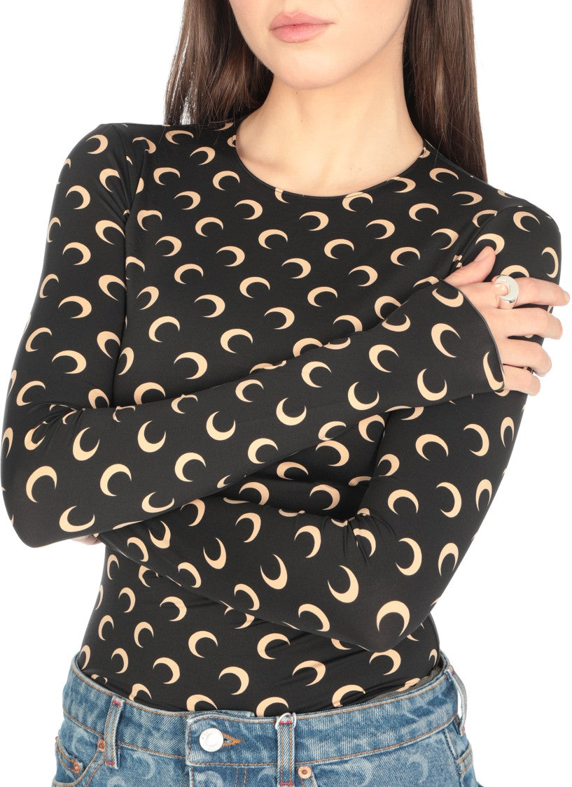 Marine Serre Polished Silver Moon-Shaped Ring