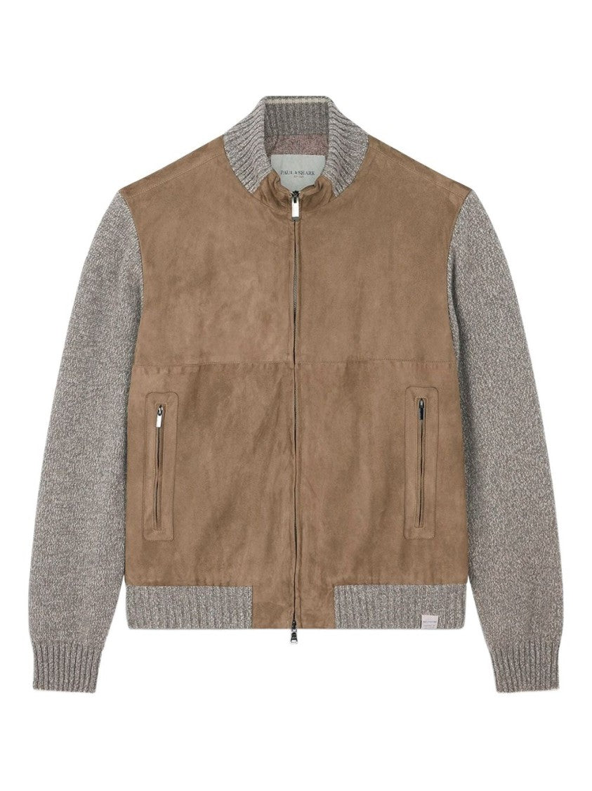 Paul & Shark Hybrid Zip-Up Cardigan In Suede, Wool And Cashmere