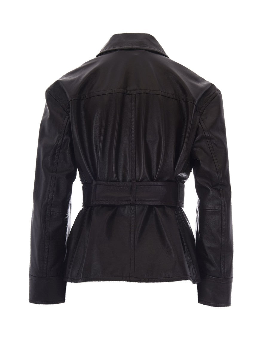 Max Mara Biker Jacket With High Belt And Asymmetrical Zip Closure