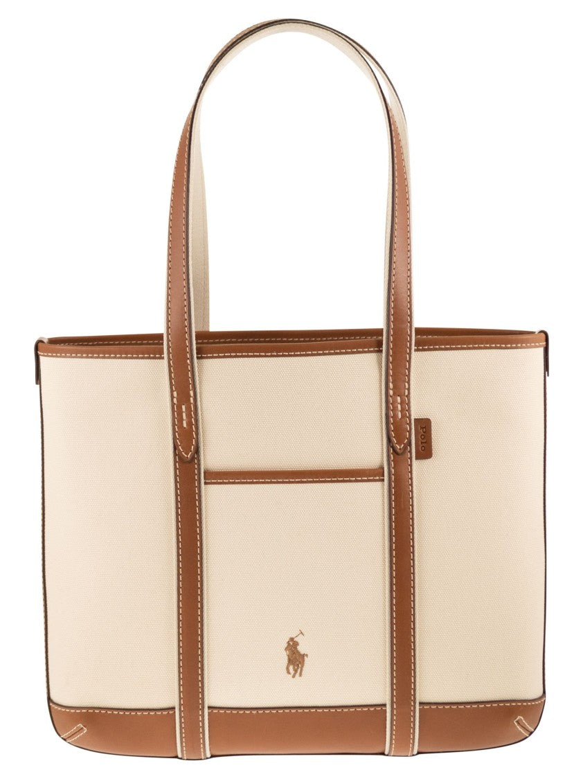 Polo Ralph Lauren Small Cotton And Leather Tote Bag