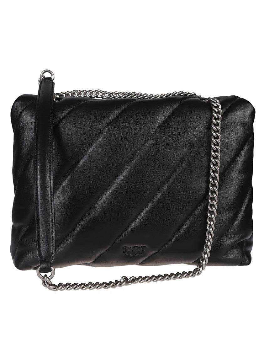 Pinko Love Big Puff Black Sheepskin Shoulder Bag
