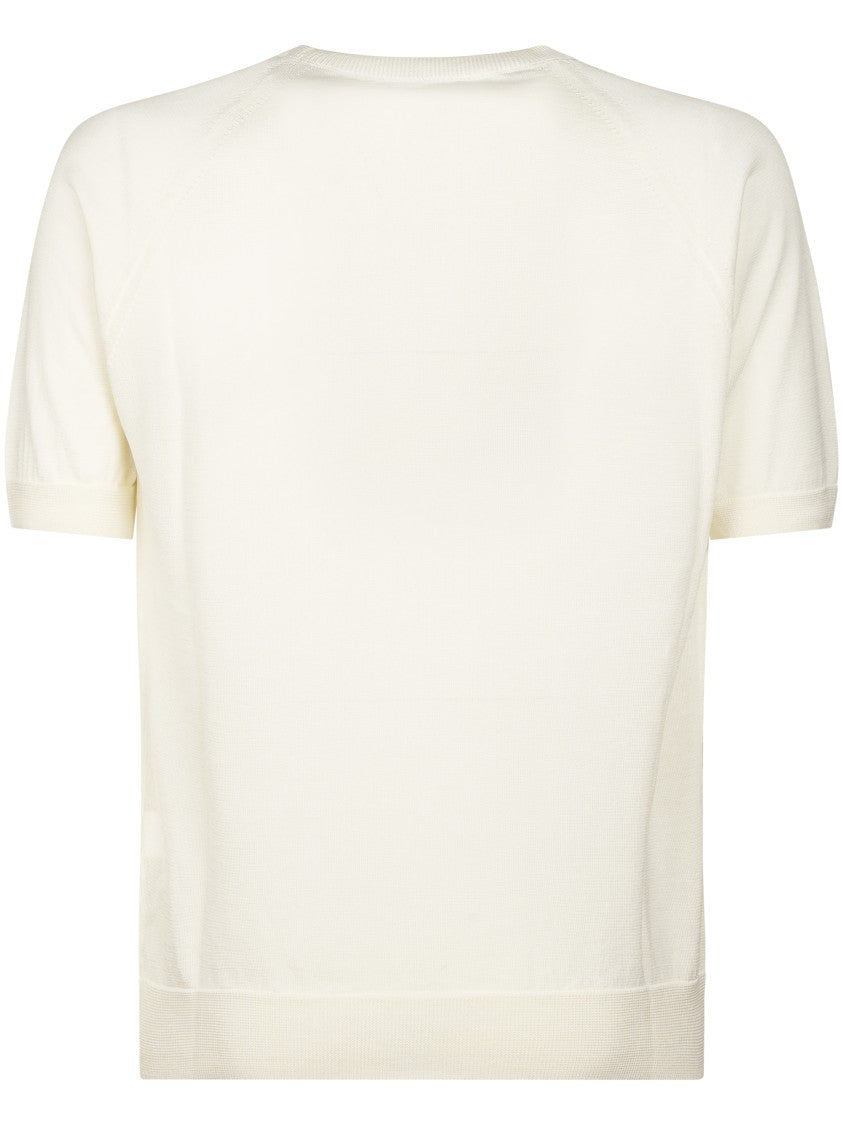 Tagliatore Cream Short-Sleeved T-Shirt With Ribbed Crew Neckline