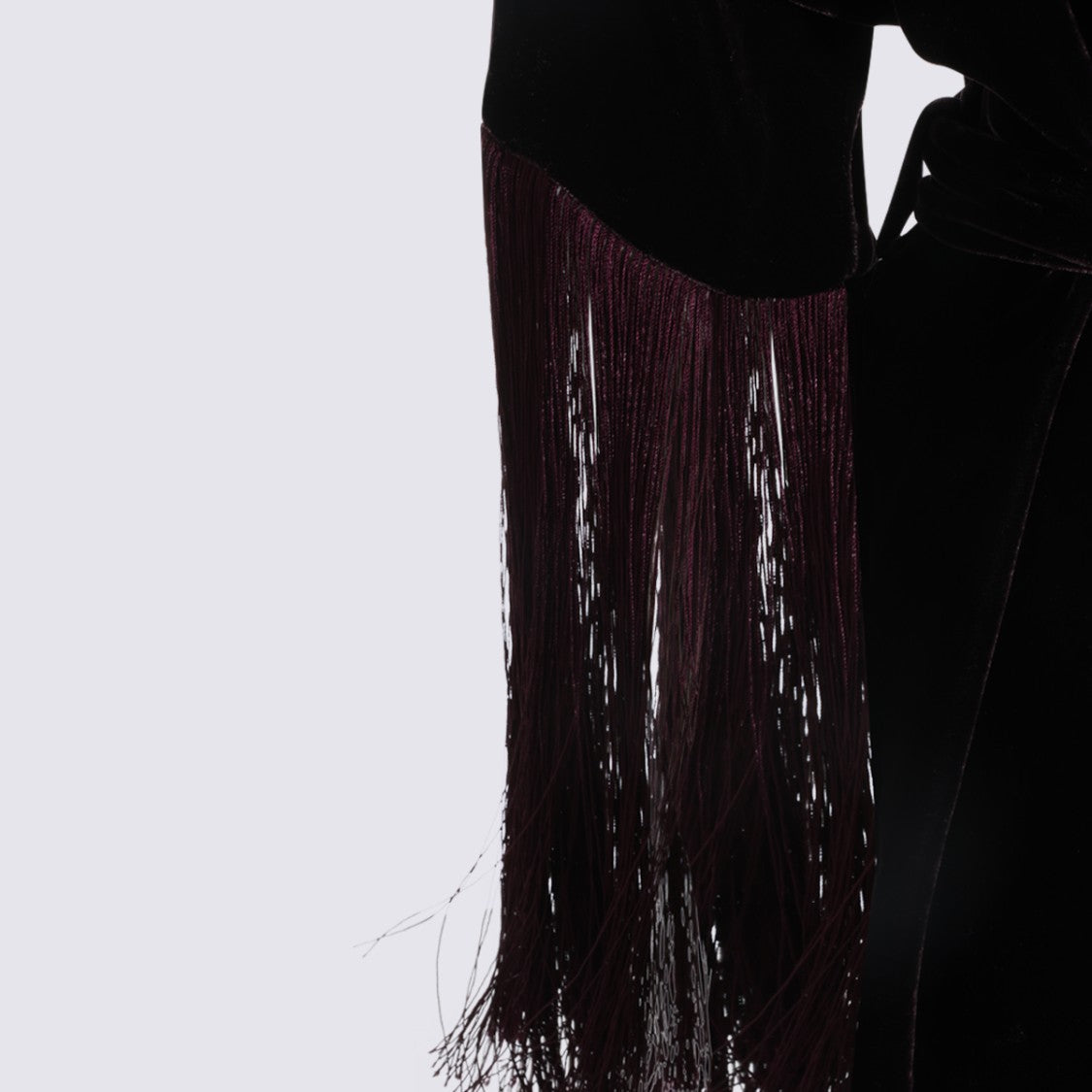 Antonelli Firenze Wrap-Style Velvet Cardigan With Fringed Sleeves