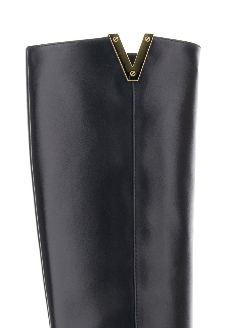 Via Roma 15 Knee-High Boots With Polished Leather