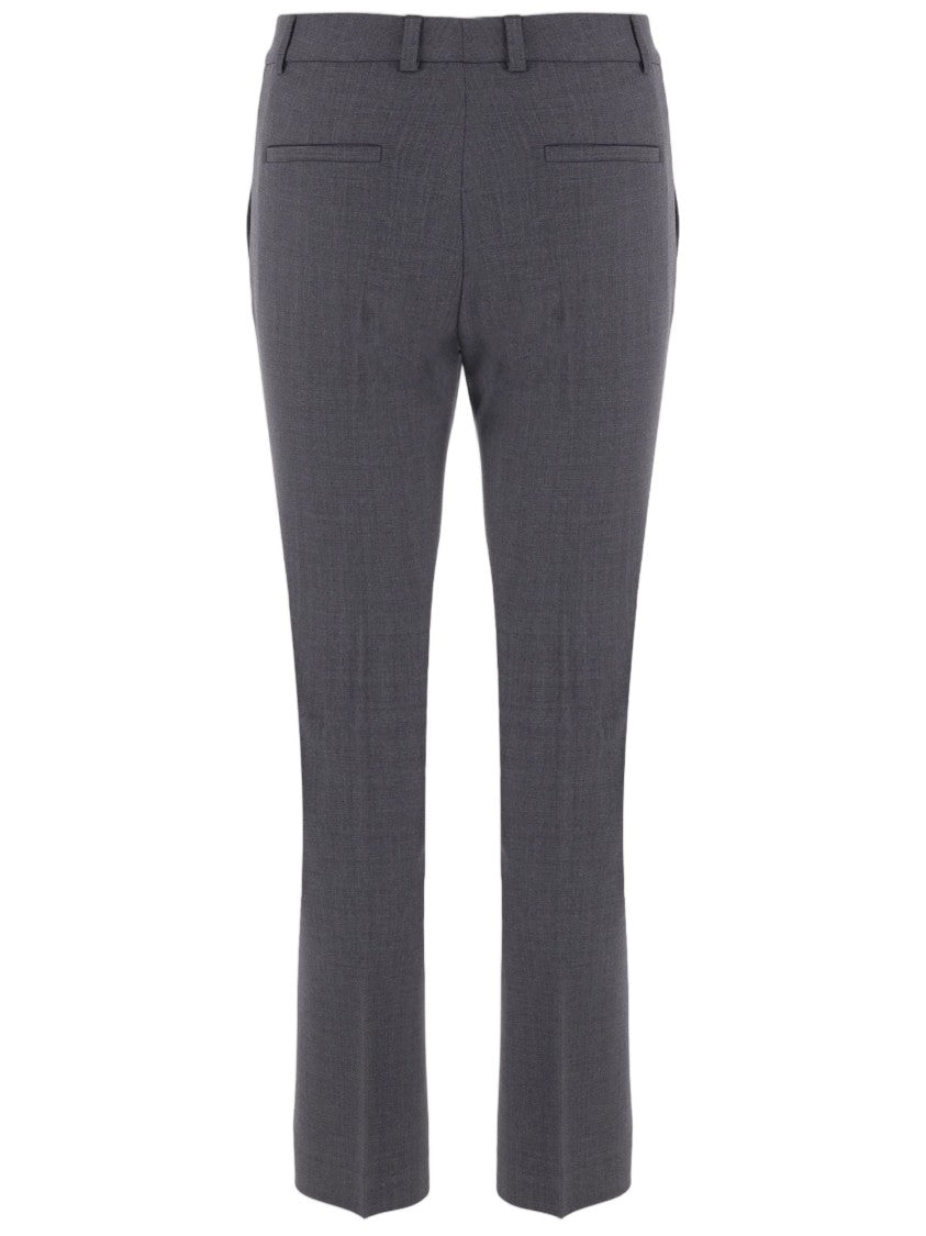 Ql2 Gray Tailored Pleated Stretch Wool-Blend Formal Pants